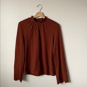 Madewell Texture + Thread Mock Neck Ruffle Top